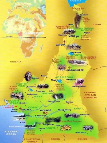 carte touristique cameroun